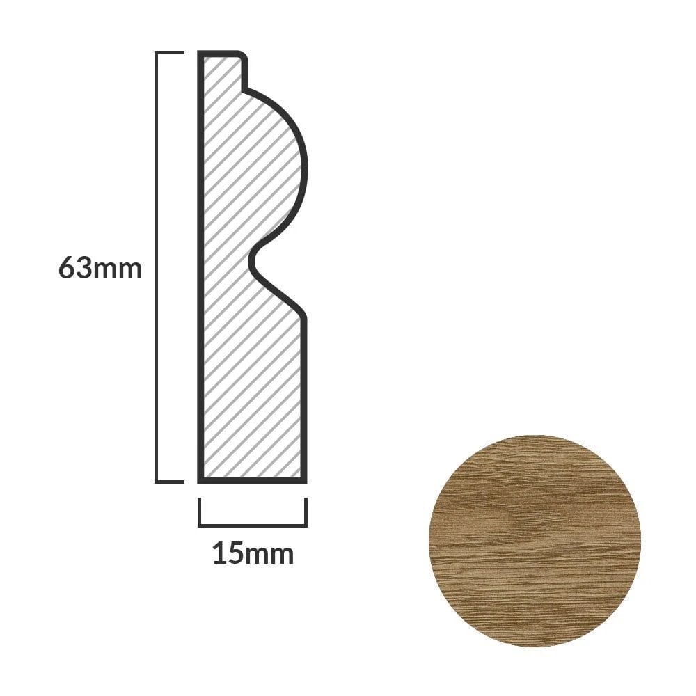 Leader Dark Oak Torus Laminate Skirting Board (2.4m) 7 Leader Dark Oak Torus Laminate Skirting Board (2.4m) - Image 5