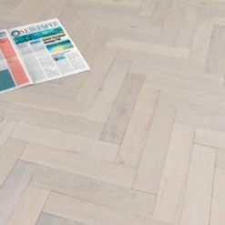 Liberty Floors Ivory White Oak - Herringbone Parquet 14mm Engineered Real Wood Flooring (219387) -Flooring Sale Store ivory white oak herringbone parquet 14mm engineered real wood flooring 219387 p85835 201396 image