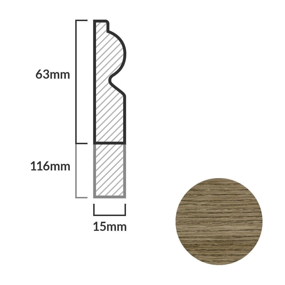 Leader Medium Oak Torus Laminate Skirting Board (2.4m) 4 Leader Medium Oak Torus Laminate Skirting Board (2.4m) - Image 2