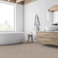 Liberty Floors Pebble Grey Oak - Herringbone Parquet 14mm Engineered Real Wood Flooring (219386)