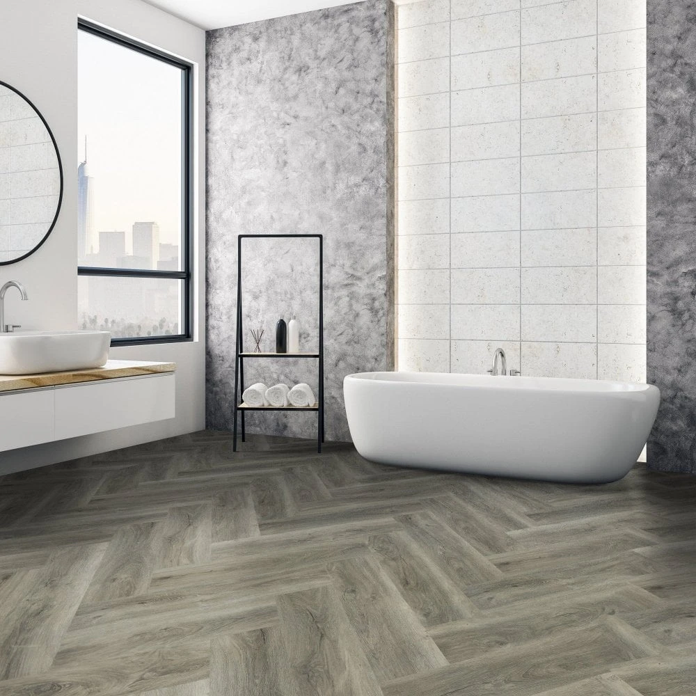 Liberty Floors Signature Grey - Lifestyle SPC Herringbone 5.5mm Rigid Core Vinyl Flooring (324720) 4 Liberty Floors Signature Grey - Lifestyle SPC Herringbone 5.5mm Rigid Core Vinyl Flooring (324720) - Image 2