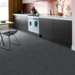 Flooring Sale Store 39 Liberty Floors Slate Black Stone - Premium Plus 6mm Rigid Core Vinyl Flooring (221002)