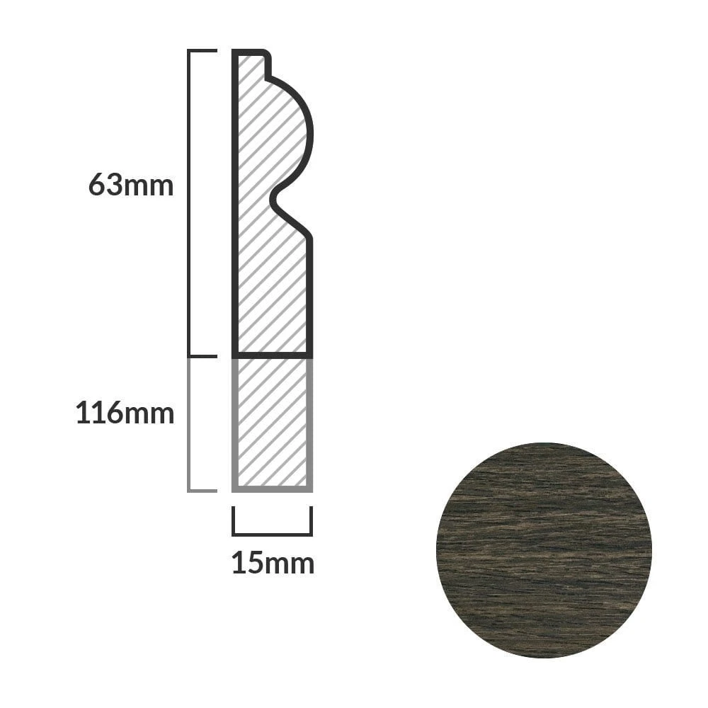 Leader Walnut Torus Laminate Skirting Board (2.4m) 4 Leader Walnut Torus Laminate Skirting Board (2.4m) - Image 2